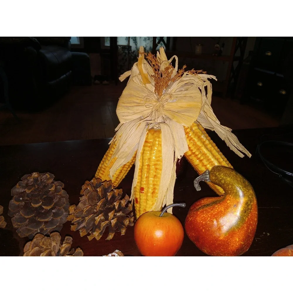 Artificial Fake‎ Pumpkins Fall Decorations Crafts Table Decor Pinecones Corn